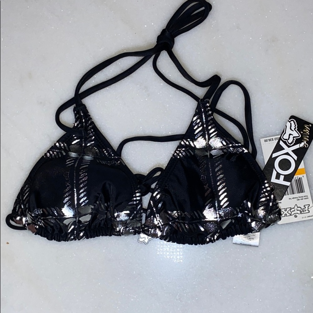 🌊Fox Racing held up triangle bikini top metallic - Picture 2 of 4